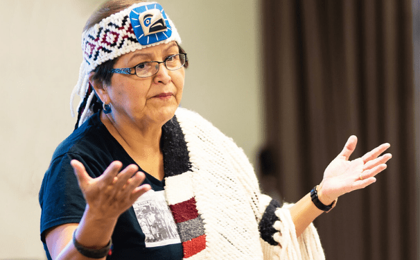 Chief Janice George welcoming people at an event