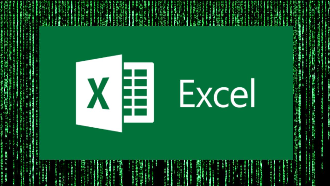 Excel logo over matrix background