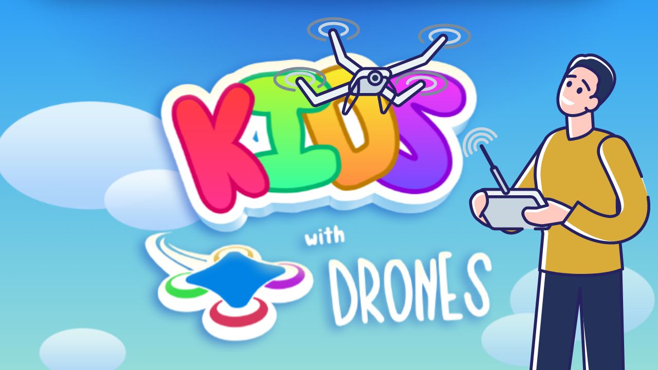 Kids with Drones logo with person flying a drone